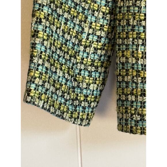 Austin Reed · Tweed Open Blazer · Cotton Linen Blend · Blue Yellow · Size 14 - Picture 4 of 9